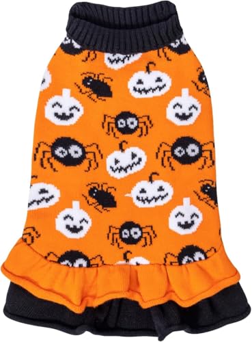 CuteBone Halloween Hund Pullover Kleid für mittlere Hunde Mädchen, Happy Halloween Stickerei Hund Pullover mit Bowtie, Haustier Kleidung für Chihuahua Yorkie Teetasse DS84S-DE CuteBone Halloween Hund Pullover Kleid für mittlere Hunde Mädchen, Happy Halloween Stickerei Hund Pullover mit Bowtie, Haustier Kleidung für Chihuahua Yorkie Teetasse DS84S-DE von CuteBone