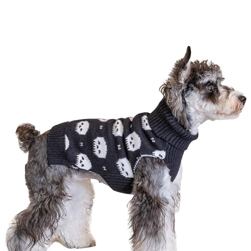 CuteBone Halloween-Hundepullover für kleine Hunde, Schädel, gestrickt, für Haustiere, Winterkleidung, Pullover, Warmer Strick mit Geschirrloch DS35M-DE von CuteBone