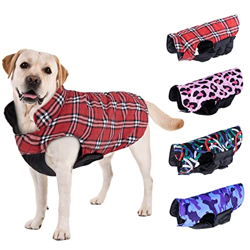 CuteBone Hunde-Wintermantel, Kaltwettermantel, Winddichte Hundejacke, wendbare Hundeweste, dick gepolstertes Futter, Haustierbekleidung für kleine, mittelgroße und große Hunde mit Leinenloch, GMF01S von CuteBone