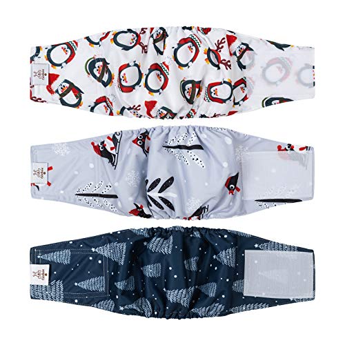 CuteBone Männlich Waschbare Hundewindeln Bauchbänder,3 Stück Wiederverwendbare Hund Bauchband für Rüden Hochsaugfähige Hundewickel mit Flexiblem Klettverschluss DM16XS-DE CuteBone Männlich Waschbare Hundewindeln Bauchbänder,3 Stück Wiederverwendbare Hund Bauchband für Rüden Hochsaugfähige Hundewickel mit Flexiblem Klettverschluss DM16XS-DE von CuteBone