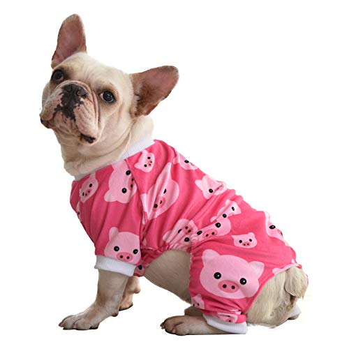 CuteBone Hundepyjama für kleine Mittelgroße Hunde Rosa Schwein Weiches Material Dehnbares Einteiler für Hunde Shirt, Hunde Winterjacken und mäntel P46S-DE von CuteBone