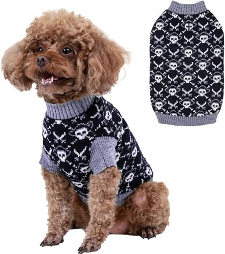 CuteBone Skull Dog Sweater XS Dog Sweater with Leash Hole Puppy Clothes for small Pets Cozy Sweatshirts Dog Coats DS39XS-DE von CuteBone