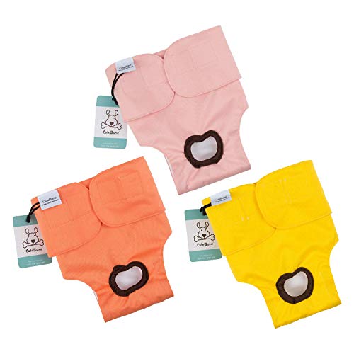 CuteBone 3er-Pack Waschbare Hundewindeln für Damen, wasserdichte Welpenhosen, Valentinstag, Rosenkollektion für Hündchen in der Hitzeperiode D25L-DE von CuteBone