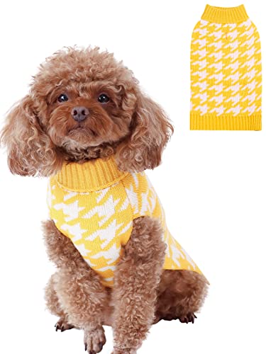 Cutebone Rollkragen-Hundepullover für kleine Hunde Hahnentritt-Haustier-Winterkleidung Pullover Pullover Katzenkleidung DS29M-DE von CuteBone