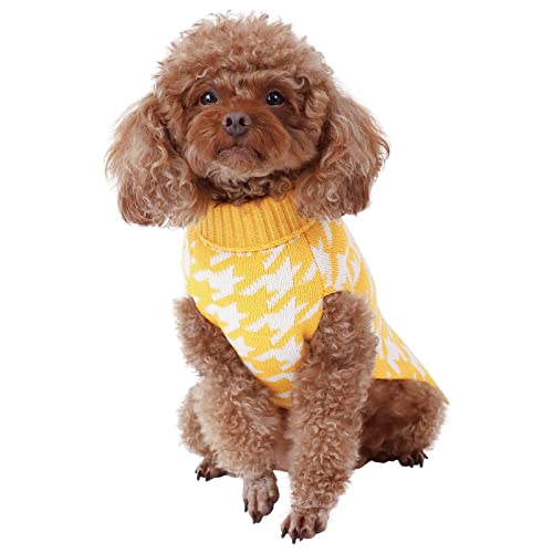 Cutebone Rollkragen-Hundepullover für mittelgroße Hunde Hahnentritt-Haustier-Winterkleidung Pullover Pullover Katzenkleidung DS29L-DE von CuteBone