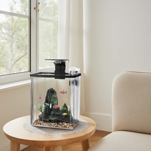 Nano Aquarium, 10l Aquarium Komplettset Mit LED-Beleuchtung & Pumpe | 22.5x15x25.5Cm Mini Fischtank Starterset |Fish Tank Fischzuchtbox, Dekor Für Wohnzimmer, Büro & Zuhause von CuteHairy