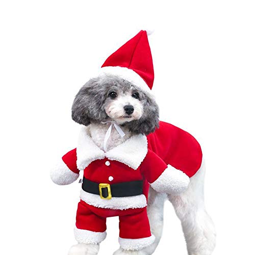 Cuteboom Haustier-Weihnachtskostüm, Hundeanzug mit Mütze, Weihnachtsmann-Anzug für Hunde und Katzen, Weihnachts-Kostüme, Partyanzug, warm im Winter (XXXL, Rot) von Cuteboom