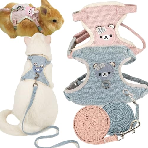 Kaninchen Leine,2pcs Verstellbare Hasenleine,Kaninchen Leine für Zwergkaninchen,Kaninchen Geschirr,Kaninchen Geschirr für Kaninchen,Katzen,Kleine Hunde Und Andere Kleine Haustiere von Cutiolly