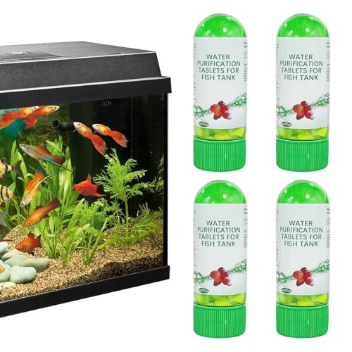 Aquarium Wasseraufbereitungstabletten,4PCS Leistungsstarke Aquarium Wasseraufbereitungstabletten,Tragbare Wasserreinigungstabletten für Fischtank,Wasseraufbereitung Tabletten für Aquarium von Cutiolly