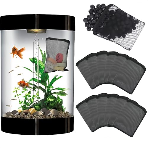 Aquarium Filterbeutel,12pcs Filterbeutel für Aquarien mit Reißverschluss,Netz Filtersack,Filterbeutel Aquarium Fein,Feinmaschiges Netz Filterbeutel,Wiederverwendbare Beutel für Aktivkohle, Biokugeln von Cutiolly