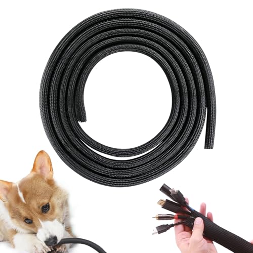 Hund und Katze Kabelschutzgitter,10mm*3m Kabelschutzschlauch,Kabelschlauch Schwarz,Kabelschlauch Selbstschließend,Kabelkanal Flexibel,Cable Sleeve,Kabelschläuche,Flexibler Gewebter Kabelmantel von Cutiolly