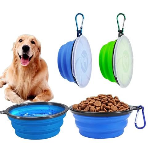 Cutiolly Faltbarer Hundenapf, 2pc mit Deckel, für Unterwegs, 350ml, Tragbare Silikon Fressnapf, Hundeschüssel von Cutiolly
