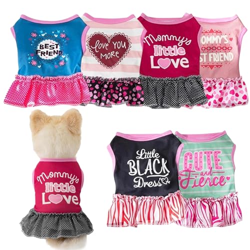CutitiUU 6er-Pack Mädchen-Hundekleidung,Haustierkleid mit niedlichem Hunde-Sommerkleid,Haustier Kleidung Hund Katze Kleidung Niedlich Cartoon Einteilig Floral Kleider,Hundekleider,M von CutitiUU