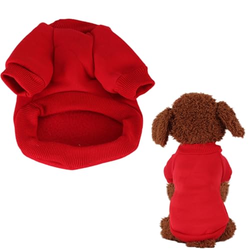 CutitiUU Niedlicher Cartoon-Welpen-Fleece-Sweatshirt,Hundekleidung Kleine Hunde Plüsch Pullover Wintermantel,Kleiner Hund Polyester Haustier rot Sweatshirt,Haustier-Sweat Shirt,Elastizität (M) von CutitiUU