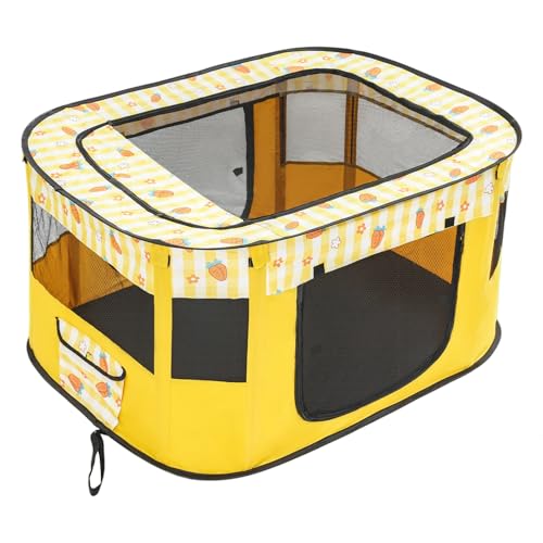 Welpenlaufstall Tierlaufstall Faltbar für Hunde, Welpenauslauf Oxford-Gewebe Hundehütte 110x85x58 cm Wasserdichtes Tierlaufstall, Hundelaufstall Für Wohnung (Gelb) von Cutycaty