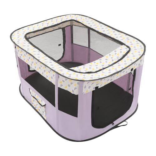 Welpenlaufstall Tierlaufstall Faltbar für Hunde, Welpenauslauf Oxford-Gewebe Hundehütte 110x85x58 cm Wasserdichtes Tierlaufstall, Hundelaufstall Für Wohnung (Lila) von Cutycaty