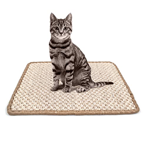 Cuyacili Katzen Kratzmatte Kratzunterlage Natur Sisal Katzen Kratzmatten Boden Teppich Couch Katzenzubehör für Kratzmöbelschutz (Random Color) 30x 40cm von Cuyacili