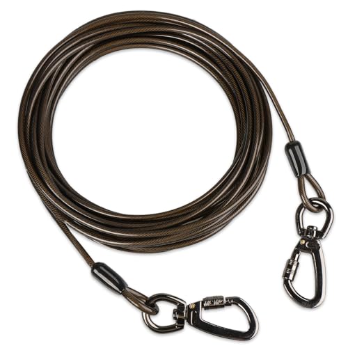 Cwlovys Hunde-Auslaufkabel, 3,4 m, 5,4 m, 76,2 m, 15,2 m, für Hunde bis zu 113 kg, Hundekabel mit drehbarer Schnalle, leicht und kein Wickeln, Kabelbinder für Hunde, strapazierfähig für Outdoor, Cwlovys Hunde-Auslaufkabel, 3,4 m, 5,4 m, 76,2 m, 15,2 m, für Hunde bis zu 113 kg, Hundekabel mit drehbarer Schnalle, leicht und kein Wickeln, Kabelbinder für Hunde, strapazierfähig für Outdoor, von Cwlovys