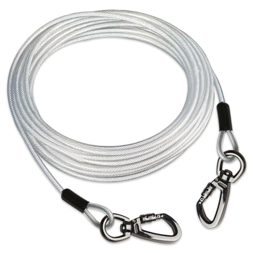 Cwlovys Hundeleinenkabel, 15 m, weiß, geeignet für Hunde bis zu 159 kg, leicht, nicht aufwickelbar, für den Außenbereich Cwlovys Hundeleinenkabel, 15 m, weiß, geeignet für Hunde bis zu 159 kg, leicht, nicht aufwickelbar, für den Außenbereich von Cwlovys