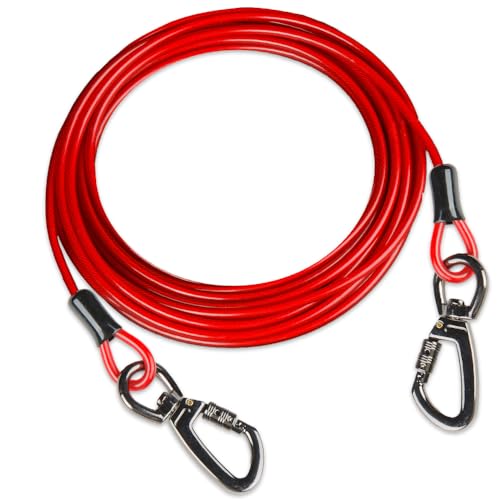 Cwlovys Hundeleinenkabel, 6 m, Rot, geeignet für Hunde bis zu 158,8 kg, leicht, nicht aufwickelbar, für den Außenbereich Cwlovys Hundeleinenkabel, 6 m, Rot, geeignet für Hunde bis zu 158,8 kg, leicht, nicht aufwickelbar, für den Außenbereich von Cwlovys