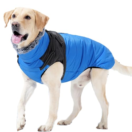 Hunde-Winterweste für kleine, mittelgroße und große Hunde mit Lesh-Ring, Hundemantel mit verstellbarem, reflektierendem Geschirr von CyberLiving