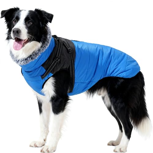 Hunde-Winterweste für kleine, mittelgroße und große Hunde mit Lesh-Ring, Hundemantel mit verstellbarem, reflektierendem Geschirr von CyberLiving