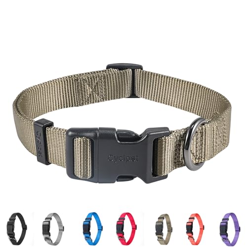 Cyclpet Klassisches Premium-Hundehalsband aus Nylon mit Schnellverschluss-Schnalle, glatt und bequem, traditionelles normales Hundehalsband für mittelgroße Hunde, den täglichen Gebrauch (Militärgrün, von Cyclpet