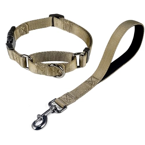 Cyclpet Kurzleine aus Nylon, 30,5 cm, mit Martingale-Hundehalsband (mit leicht an- und auszuziehen), für große Rassen, für den täglichen Gebrauch (Militärgrün, 30,5 cm Leine und Halsband-Sets) von Cyclpet