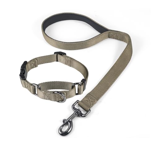 Cyclpet Kurzleine aus Nylon, 45,7 cm, mit Martingale-Hundehalsband (mit leicht an- und auszuziehen), Kombination für große und mittelgroße Hunde, für den täglichen Gebrauch (Militärgrün, 45,7 cm Leine von Cyclpet