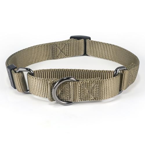 Cyclpet Martingale-Hundehalsband, hochwertig, Nylon, verstellbar, ausbruchsicher, weich und langlebig, robuster D-Ring für große, aktive Hunde, zum Spazierengehen, Training usw. (Militärgrün, Größe L) von Cyclpet