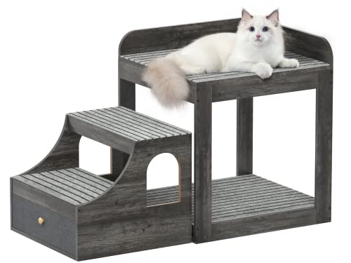 Cyclysio Haustier Fenster Sitzstange mit Treppe, Großes Haustier Etagenbett für Hunde und Katzen, Mehrstufige Haustiersitzplattform mit Matten, Mittlere Größe, Grau Cyclysio Haustier Fenster Sitzstange mit Treppe, Großes Haustier Etagenbett für Hunde und Katzen, Mehrstufige Haustiersitzplattform mit Matten, Mittlere Größe, Grau von Cyclysio