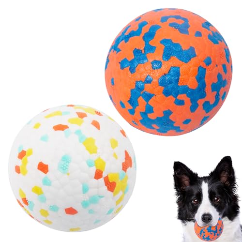 CyperGlory 2 Pack Unzerstörbare Hunde-Tennisbälle für aggressive Kauer: interaktives Haustierspielzeug, Herding und Jolly Ball für Hunde, langlebig, federnd und wasserspielzeug Apportierbälle (weiß, von CyperGlory