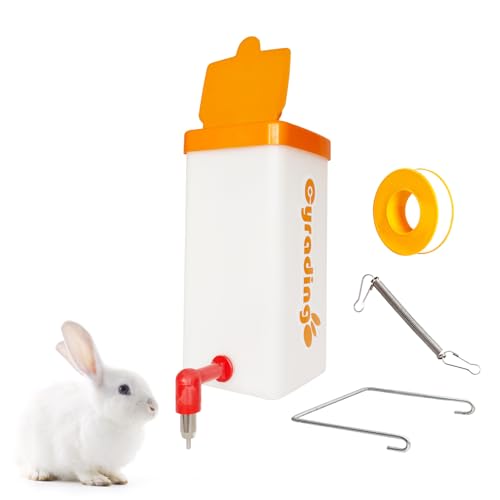 1L Wasserflasche für Kaninchen, Frettchen, Meerschweinchen, tropffrei, hängende Kaninchen-Wasserflasche für Kleintiere (Orange, 1) von Cyrading