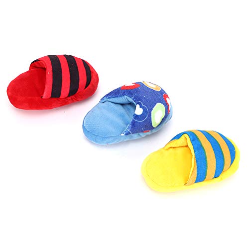 Cyrank 3pcs Kleines Hundespielzeug, niedliches Plüschtier in Pantoffelform, Quietschendes Spielzeug für Welpen, Kauspielzeug, Zahnungsspielzeug für kleine Hunde und Welpen von Cyrank