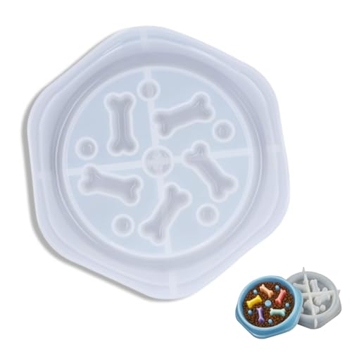 Cyrank Epoxidharz-Form, Silikon-Hundenapf-Formen für langsame Fütterung, Hundefutternäpfe, Silikonformen, Futter-Wasserplatte, Epoxidform für kleine, mittelgroße Hunde, Katzen, Welpen(Hund) von Cyrank