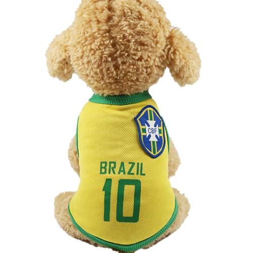 Cyrank Hunde-Fußballtrikot, WM-T-Shirt, Haustier-Fußballtrikot, Sport-Nationalmannschaftsweste, Für Kleine, Mittelgroße Und Große Hunde (XXL-Gelb) von Cyrank