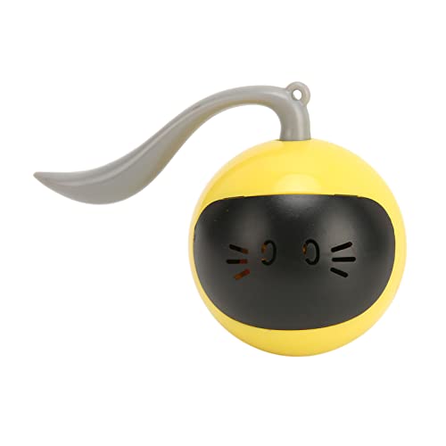Cyrank Interaktiver Katzenspielzeugball, Bewegungsaktiviertes Rollendes Ballspielzeug, Elektrischer Rotierender Ball, Wiederaufladbares USB-Rollspielzeug Mit LED-Übungsgeschenk Für Katzen(Gelb) von Cyrank