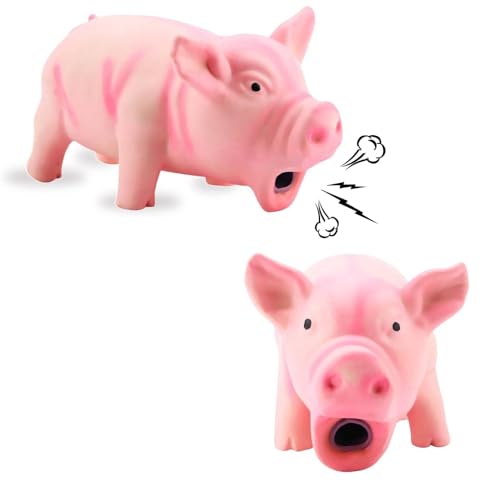 Cyrank Kauspielzeug für Hunde, Latexschwein, quietschendes Spielzeug, lustig, niedliches Schwein, Gummi, Welpen, Zahnspielzeug, interaktives Spielzeug für Welpen, kleine Hunde, 2 Stück (Rosa) von Cyrank