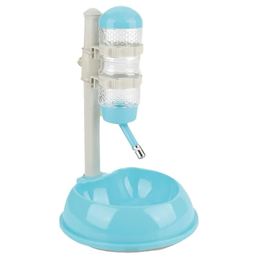 Hund Wasserflasche Stand, justierbarer Kein Tropf Hund Wasserflasche stehende Katzenfutter und Wasser Schüssel Set Haustier Wasserspender für Hund und Katze(Blau) von Cyrank