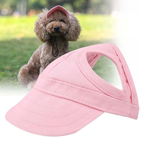 Hunde-Baseballmütze, anpassbar, Sonnenblende für Hunde, gestreift, Outdoor-Sport, Sonnen-Baseballhut (s-Pink) von Cyrank