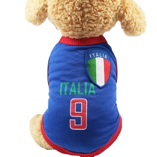 Hundepullover Kleine Hunde, Hunde-Fußballtrikot, Hundepullover, Hundes-Wm-T-Shirt, Haustier-Fußballtrikot, Haustier-T-Shirts Für Kleine, Sport-Fußball-Nationalmannschaftsweste(L-Blau) von Cyrank