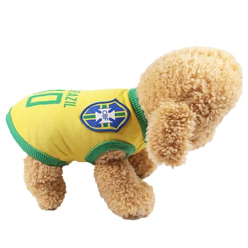 Hunde-Fußballtrikot, Hunde-WM-T-Shirt, Haustier-Fußballtrikot, Sport-Fußball-Nationalmannschaftsweste, Haustier-T-Shirts Katze Sommer Coole Kleidung Für Kleine, Mittelgroße Und Große Hunde(XL-Gelb) von Cyrank