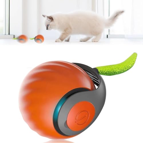 Chewie Rolling Ball, Katzenspielzeug Elektrisch, Interaktives Katzenspielzeug, Hundespielzeug Intelligenter Automatischer Rollball für Katzen Hunde (Orange*1) von Czerio