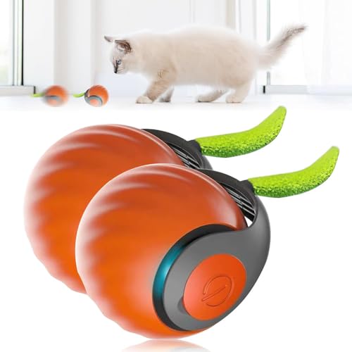 Chewie Rolling Ball, Katzenspielzeug Elektrisch, Interaktives Katzenspielzeug, Hundespielzeug Intelligenter Automatischer Rollball für Katzen Hunde (Orange*2) von Czerio