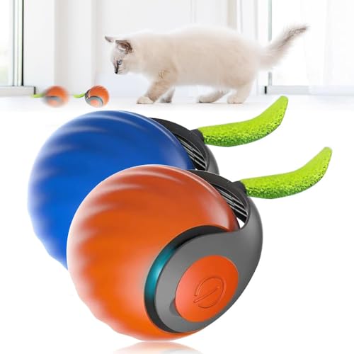 Chewie Rolling Ball, Katzenspielzeug Elektrisch, Interaktives Katzenspielzeug, Hundespielzeug Intelligenter Automatischer Rollball für Katzen Hunde (Orange + Blau) von Czerio