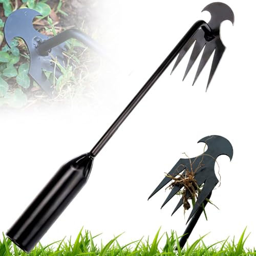 Unkraut Entferner Gerät, 2025 Neu Gartenwerkzeug Unkrautkratzer mit stiel, Mühelos Unkraut Entferner Gerät, Hand Unkrautstecher für Gras Graben Umpflanzen Jäten (Schwarz 27cm) von Czerio