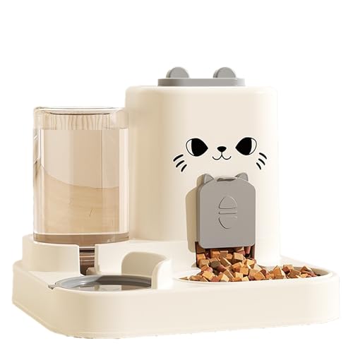 2-in-1 Automatischer Katzenfutter & Wasserspender Set - 0.8L Wasser + 1.8L Futterautomat, katzenfutter automat, futterautomat Katze, wasserspender Katzen,für kleine Welpen, Katze (Gray) von Cznlnzc