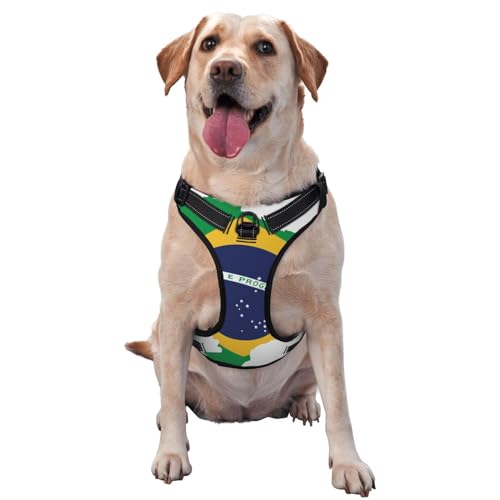 Atmungsaktive und verstellbare Leinen-freie Hundegeschirr, leidenschaftliches buntes brasilianisches Hundegeschirr für große, mittelgroße und kleine Hunde von Czzyh