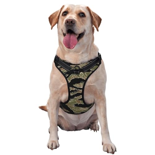Atmungsaktives und verstellbares Hundegeschirr, lineares Camouflage-Hundegeschirr für große, mittelgroße und kleine Hunde von Czzyh