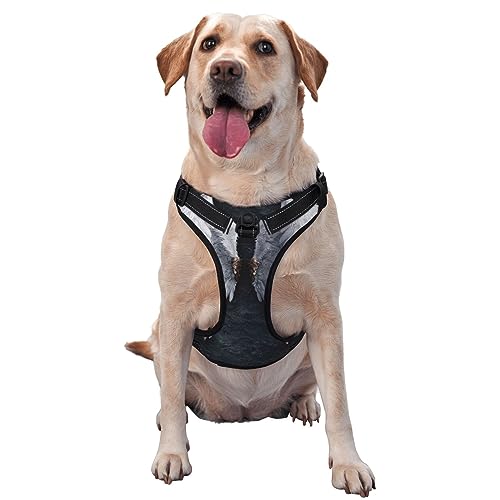 Atmungsaktives und verstellbares Hundegeschirr mit Leine, Rock Wounded Wings Hundegeschirr für große, mittelgroße und kleine Hunde von Czzyh